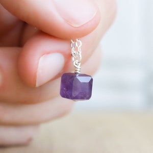 Amethyst Necklace Sterling Silver . Dainty Gemstone Necklace for Women . February Birthstone Necklace image 6