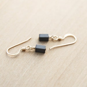 Hematite Earrings . Anxiety Earrings . Minimalist Dangle Earrings in 14k Gold Fill image 6