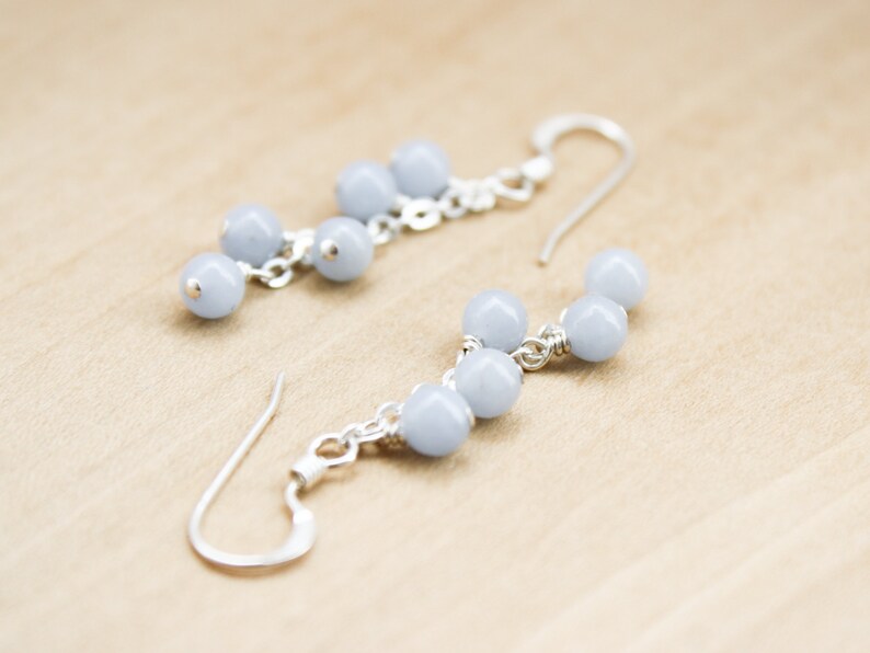 Angelite Earrings . Gemstone Cluster Earrings . Light Blue Stone Earrings 925 Sterling Silver image 6