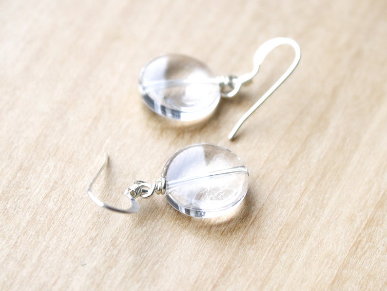 Clear Quartz Earrings Dangle . Quartz Crystal Earrings in Sterling Silver image 6