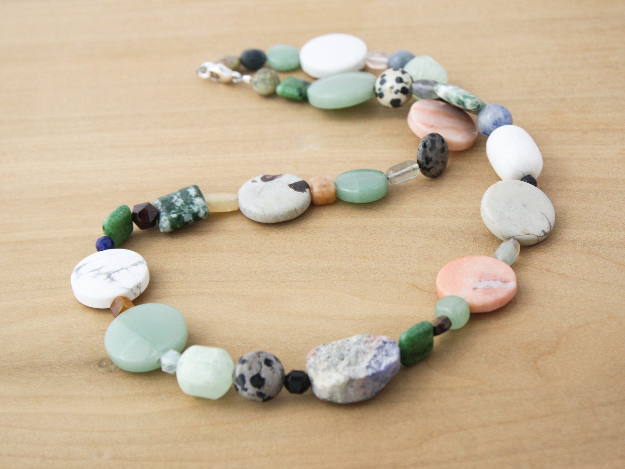 Unique Necklace with Mix of Earthy Toned Unusual Beads – Breathing