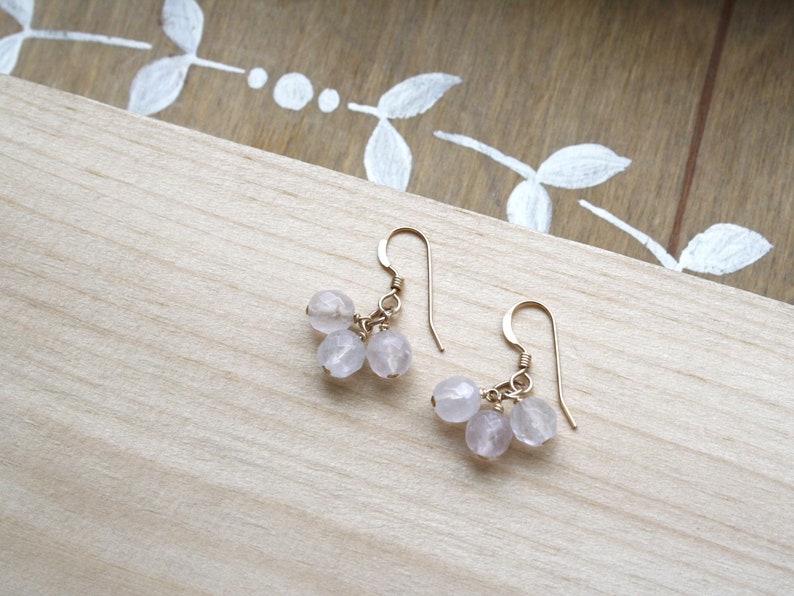 Rose Quartz Dangle Earrings Women Rose Quartz Earrings Gold