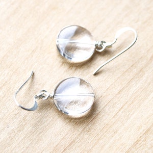 Clear Quartz Earrings Dangle . Quartz Crystal Earrings in Sterling Silver image 1