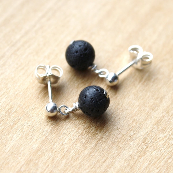 Lava Rock Earrings . Raw Lava Studs . Diffuser Earrings for Anxiety Relief and Grounding