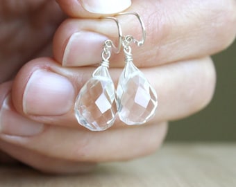 Clear Quartz Teardrop Earrings for Harmony and Energy