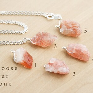 Sunstone Necklace . Raw Crystal Necklace for Women . Natural Gemstone Necklace in Sterling Silver image 2