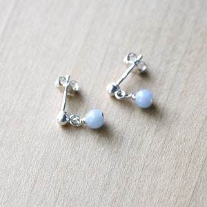 Angelite Stud Earrings . Natural Stone Earrings Dangle . Small Gemstone Earrings Studs image 2