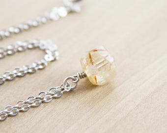 Small Citrine Necklace in Sterling Silver for Positive Energy and Innovation