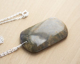 Ocean Jasper Necklace in Sterling Silver for Grounding and Comfort