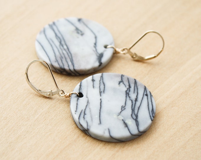 Featured listing image: Spider Web Jasper Earrings for Grounding and Strength