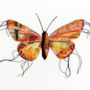 Butterfly Recycled Magazine Collage | Nature-Inspired Wall Art | Nursery Room Art | Mixed Media Art Print