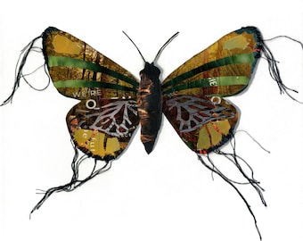 Butterfly Wall Art Print, Nature Art Print from Recycled Magazine Collage