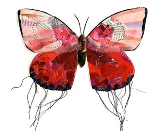 Butterfly Art Print, Nature Art, Recycled Magazine Mixed Media