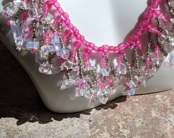 Pink & Silver Fringe Necklace