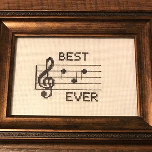 Best Dad Ever Music Note Cross Stitch Pattern Téléchargement instantané de PDF