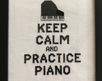Keep Calm and Practice Piano Cross Stitch Pattern Instant PDF Download