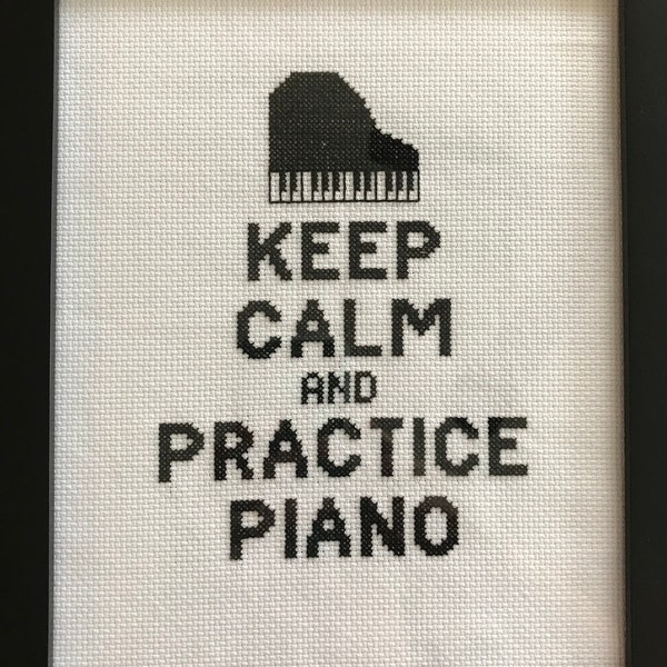 Keep Calm and Practice Piano Cross Stitch Pattern Instant PDF Download