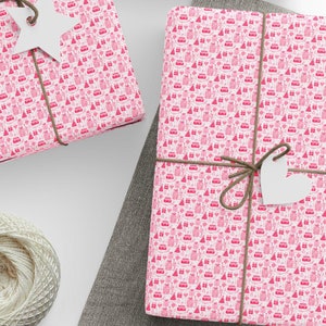 Wrapping Paper, Pink Happy Birthday Gift Wrap, Custom Gift Wrap, Birthday Present Wrap, Party Gift Paper, Celebration Gift Wrap, Pink Gift