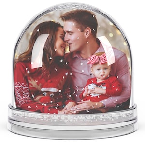 Boule à neige de Noël, boule à neige avec photo de famille, boule à neige photo personnalisée, boule à neige pour les fêtes, boule à neige personnalisée