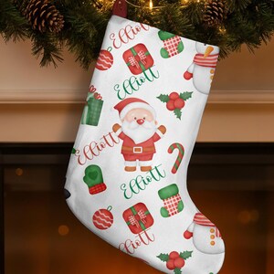 Calcetín navideño personalizado / Calcetín polar con estampado de Papá Noel