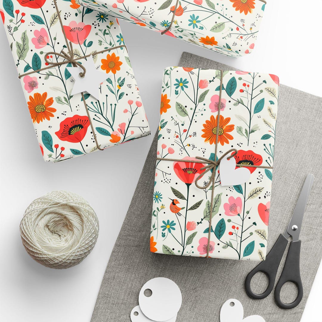 Floral Wrapping Paper Roll | Botanical Wildflower Gift Wrap - Etsy