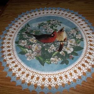 Cardinals, Crocheted Doily, Bird Centerpiece Doilies image 7
