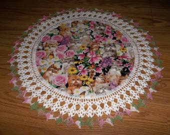Crochet Doily Roses Cats Butterflies Flowers Lace Best Doilies Multi Colors Handmade 20 Inches Crocheted Centerpiece Table Topper