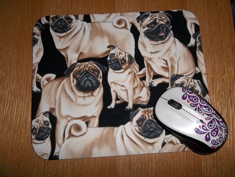 Mouse Pad Pug Dog Rectangle Mousepad Handmade Mat Etsy