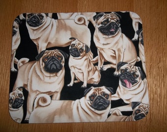 Mouse Pad, Pug Dog, Rectangle, Mousepad, Handmade, Mat, Computer Accessory, Office Decor, Desk Accessory, Gift