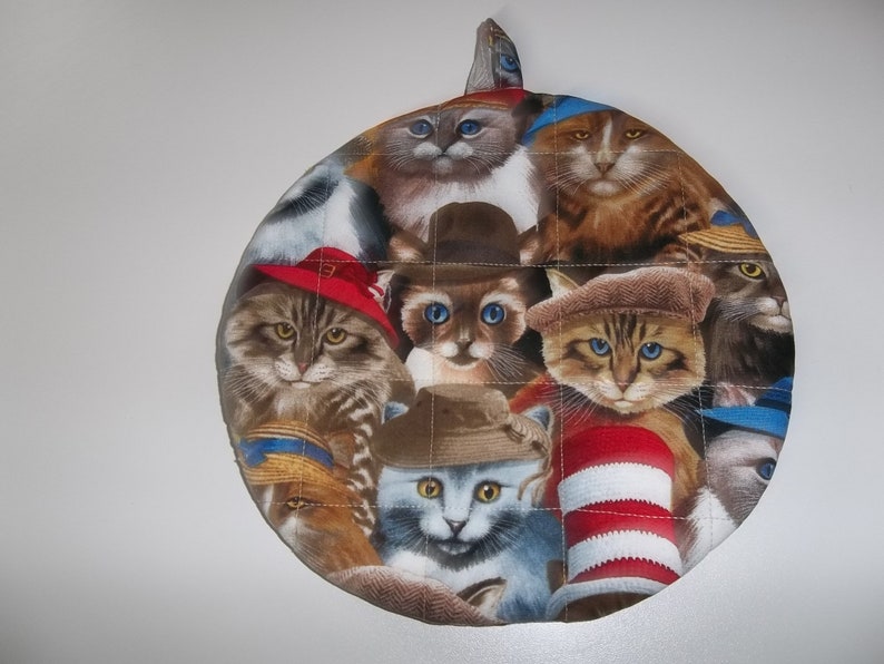 Pot Holders Cats in Hats Quilted Potholders Hot Pad Trivet Etsy