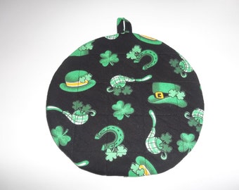 St Patrick's Day, Pot Holder, Irish Potholders, Handmade, Quilted, Trivet, 9 Inches