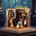Potion Workshop DIY Dollhouse Kit, Miniature Book Nook, Handmade 3D Wooden Puzzle, Fantasy Library Diorama, Unique Gift