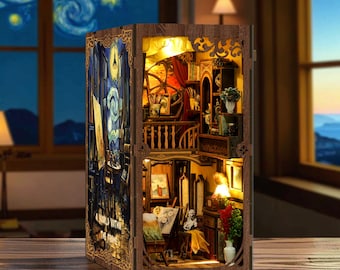 A World Within The Frame DIY Book Nook Kit, Miniature Bookshelf Insert, Handmade 3D Wooden Puzzle, Fantasy Library Diorama, Unique Gift