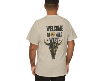 Wild West Graphic Tee, Cowboy Vintage T-Shirt, Western Adventure Shirt, Ranch Theme Top, Desert Outlaw Wear