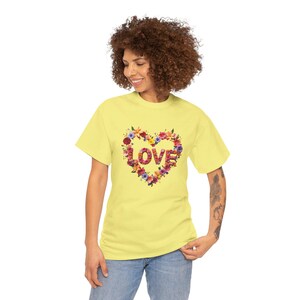 Love Unisex Tee Shirt, Heart Graphic T-Shirt, Romantic Gift Idea, Couples Matching Tops, Valentine&#39;s Day Apparel, Affection Cotton Tee