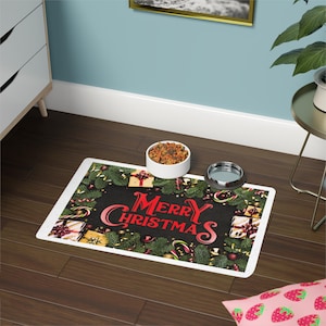 Pet Food Mat (12x18), Cute Cat mat, Dog Breed Placemat Pet Food Bowl Mat, Dog Bowl mat, Cat Feeding Mat, New Puppy Gift, Christmas present