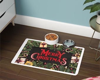 Pet Food Mat (12x18), Cute Cat mat, Dog Breed Placemat Pet Food Bowl Mat, Dog Bowl mat, Cat Feeding Mat, New Puppy Gift, Christmas present