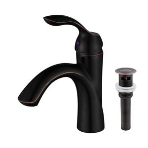 Single Hole Bathroom Faucet with Drain Assembly, Single Handle Bathroom Sink Faucet with Pop-up Drain Stopper