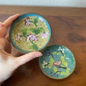Old Chinese cloisonné ashtrays set of two dishes