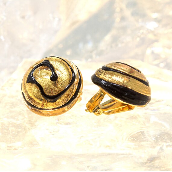 Ancien Clip Boucle D'oreille En Verre - Style Murano Millefiori (Italie) - Occasion Vintage