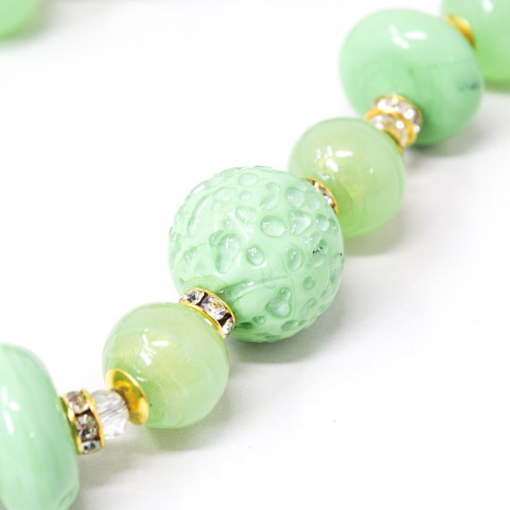 Collier Ancien En Perles De Verre De Murano Vertes - Bijou Vintage Rétro