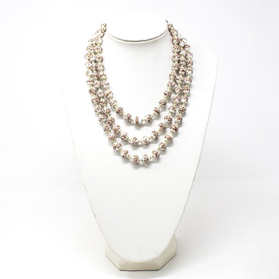 Collier Perles De Verre De Murano - Perles Blanches Et Or, Neuf Sans Emballage, Style élégant Et Léger