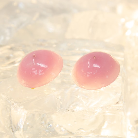Boucles D'oreilles Clips Ou Dormeuses Au Choix - Verre Rose Et Cristaux, Style Meringue