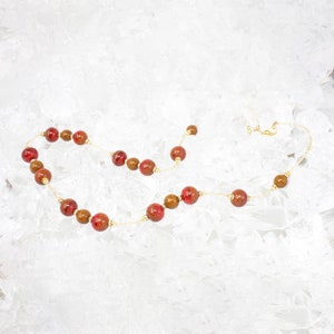 Unique piece! Vintage Murano glass necklace with red and brown handmade pearls, golden beads, 80s jewel Made in Italy
