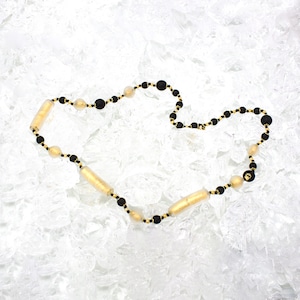 Unique piece! Vintage Murano glass necklace with handmade gold and black pearls, 1980s jewel Made in Italy