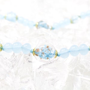 Unique Piece! Vintage Murano glass necklace with handmade light blue beads, decorated with aventurine, Made in Italy
