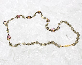 Collier Vintage En Perles De Verre Murano Style Floral - Fait Main, Occasion, Longueur 46-50cm