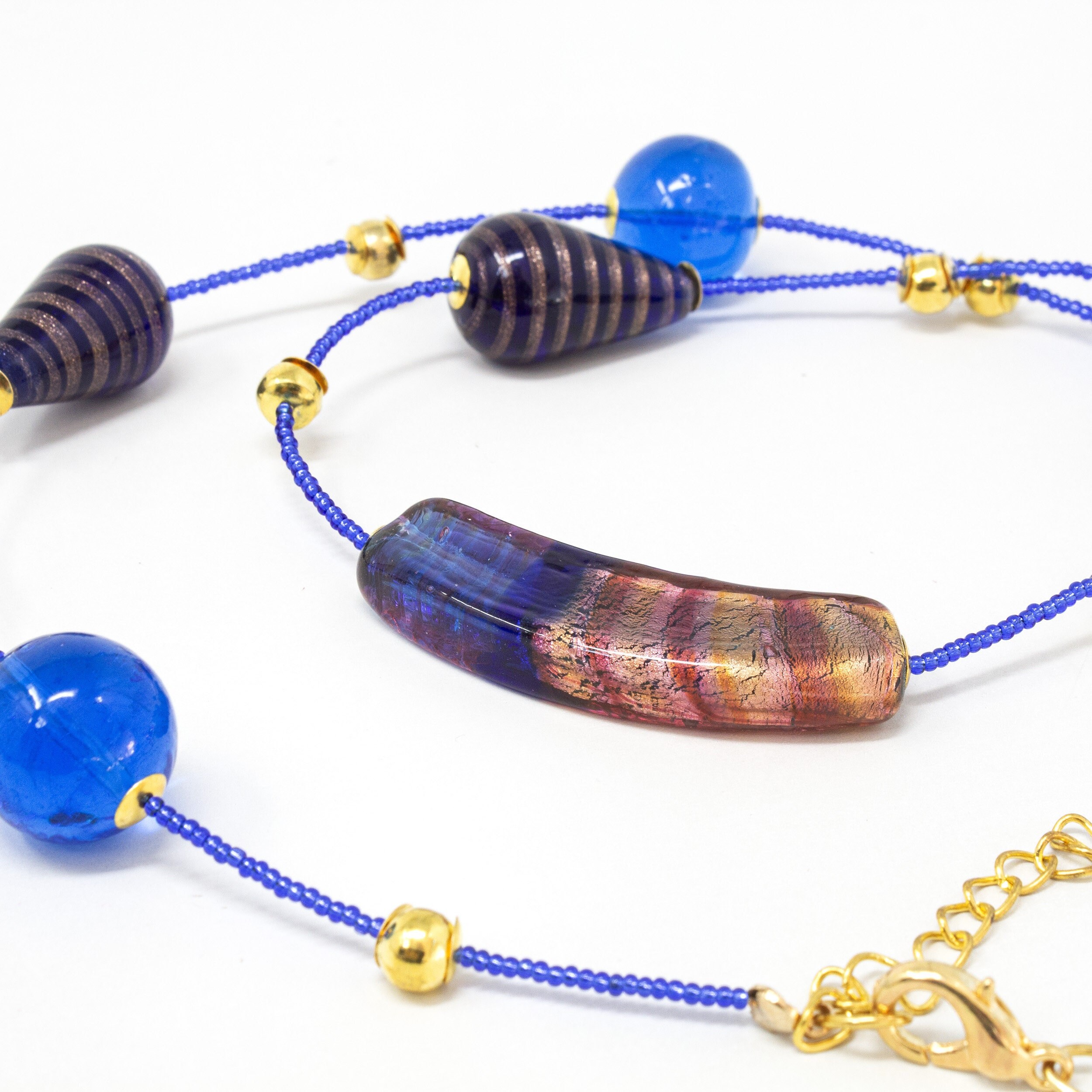 Boite De 4 Boules De Noel Perles Verre Bleu S J-line