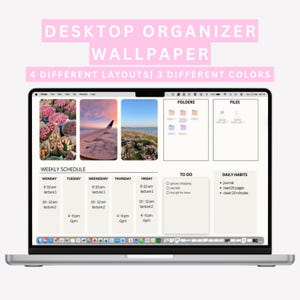 Desktop Wallpaper Organizer with Monthly Calendar and Weekly Schedule - File and Folder Space