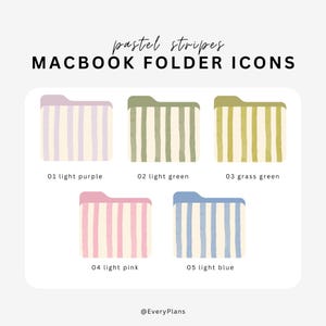 icone di cartelle digitali per MacBook organizzazione digitale delle cartelle sul desktop strisce pastello